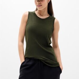Athleta Breezy Dark Olive Green Tank Top | XS